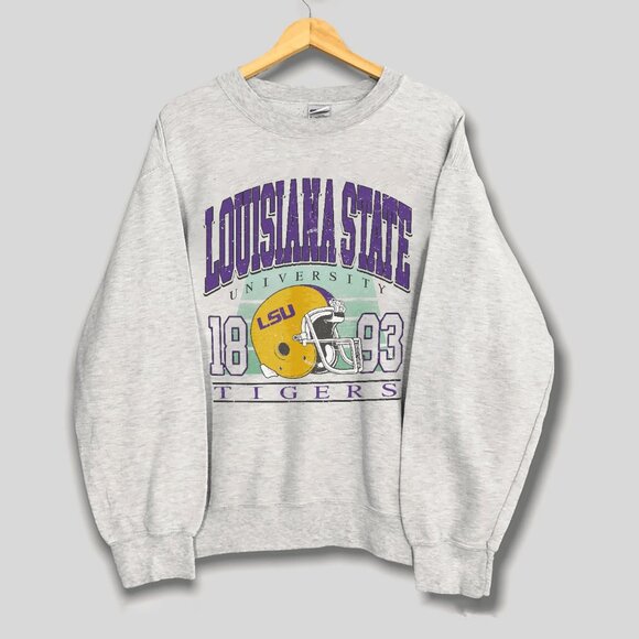 Vintage LSU Tigers Football Sweatshirt, Louisiana State University Shirt Tee - Picture 1 of 2